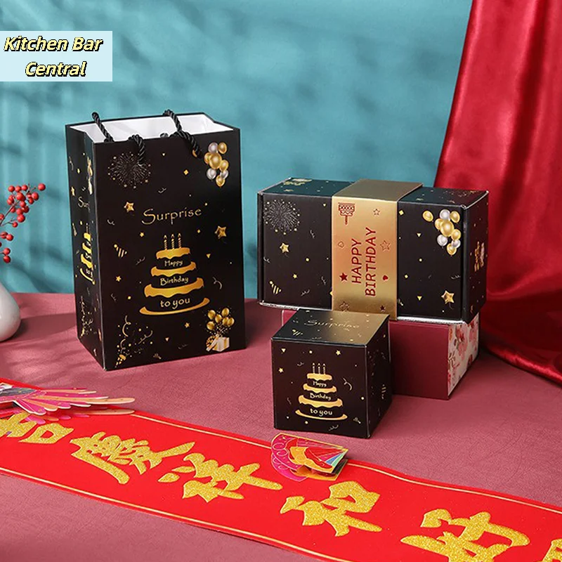 【10 Stück faltbare, aufspringende Überraschungs-Geschenkboxen in Schwarz-Gold, aufspringende Überraschungsbox, Valentinstagsgeschenk】 – Detail 1