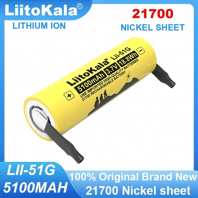 

LiitoKala Lii-51G 21700 3.7V 5100mAh High-capacity Lithium ion Battery 24v 36v 48v 60v Rechargeable batteries DIY Nickel sheet