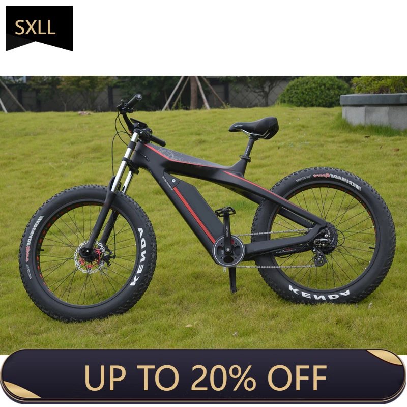

SXLL 2024 Promotion Off-Road 1000W Wide Tire Electric Bike 8-Speed Sports Carbon Fiber Mountain Electric Bike
