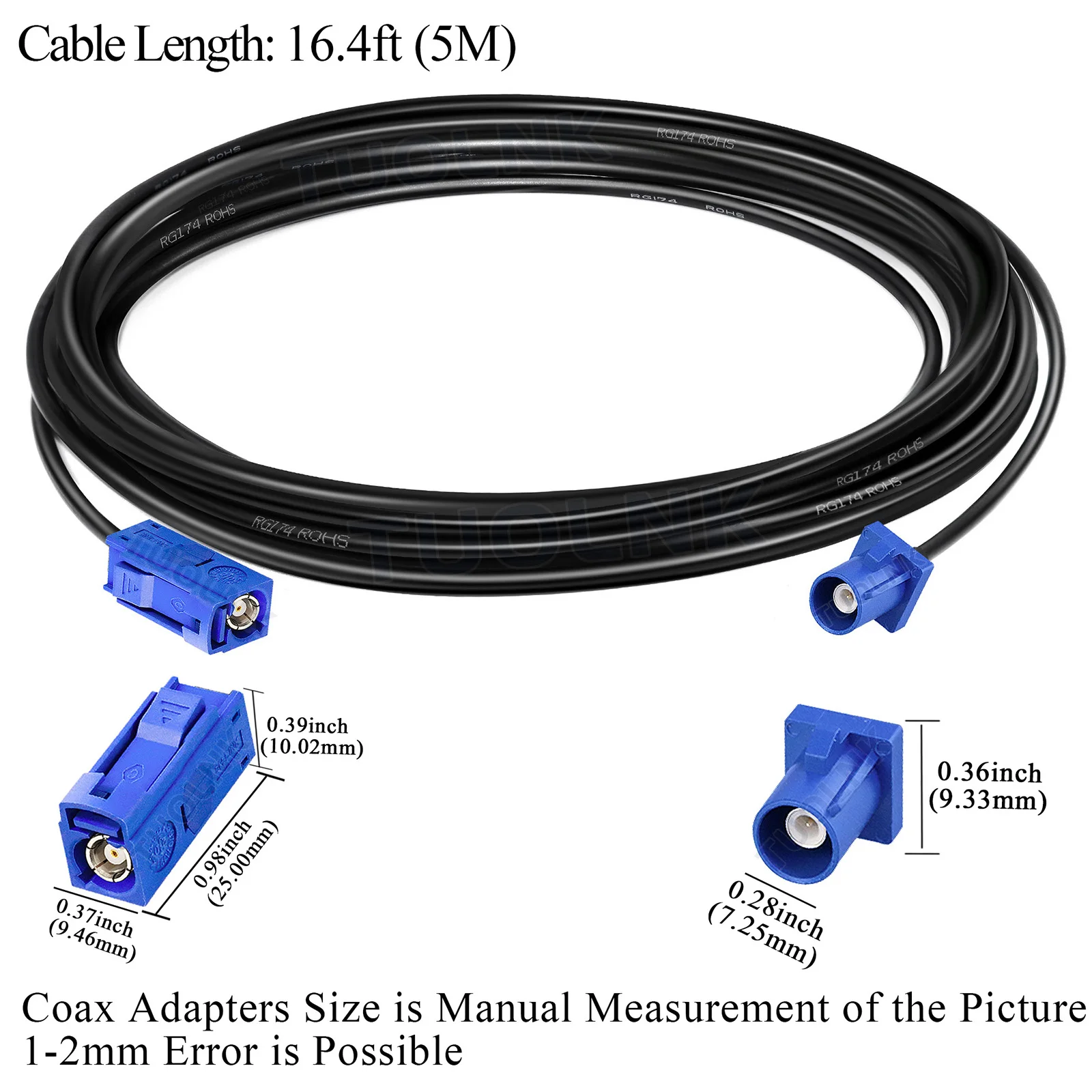 Fakra C Extension Cable RG174  Fakra C Male Plug to Fakra C Female Jack Coaxial Cable WiFi Antenna Extension Coaxial Cable Blue