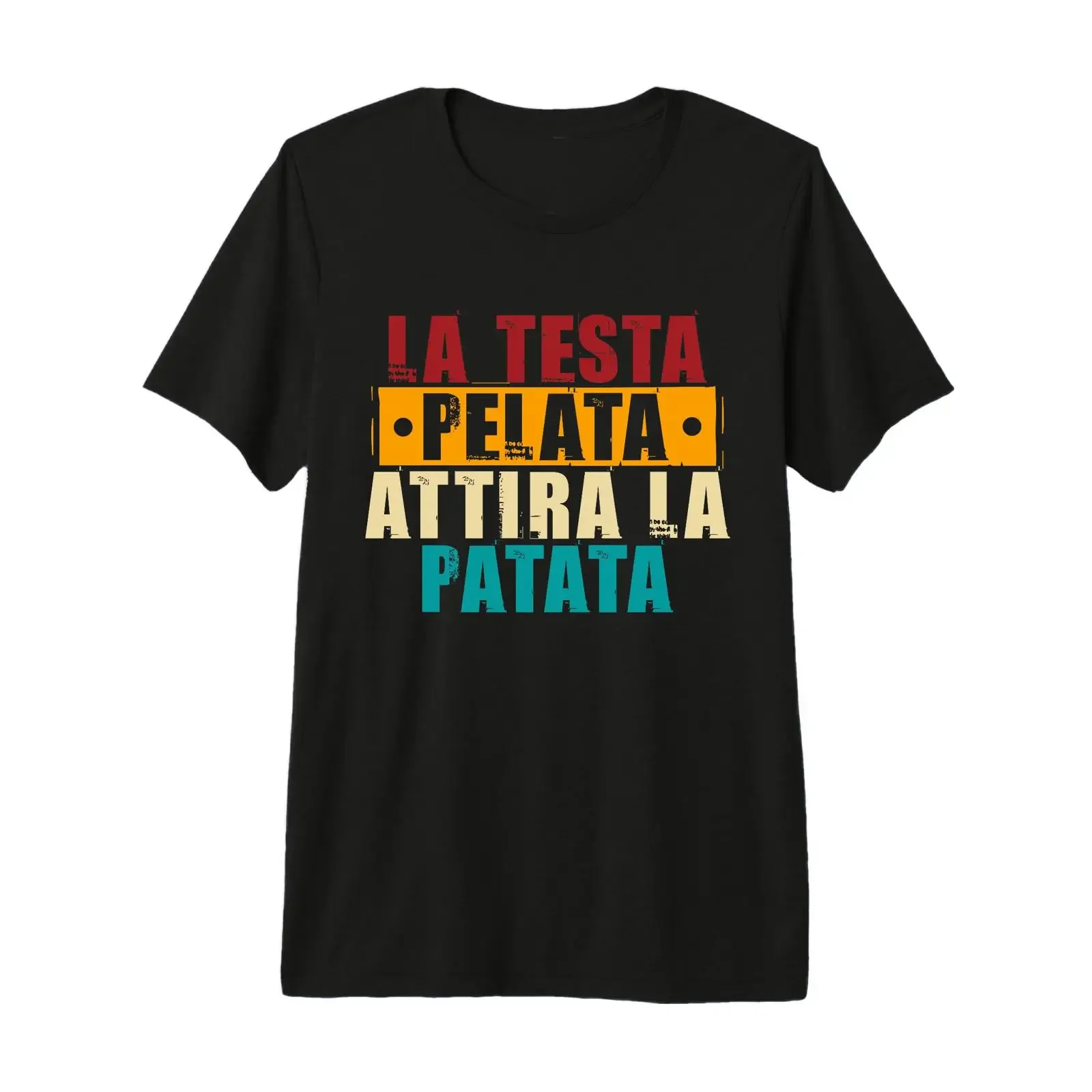 Camiseta Papá Calvo La Testa Pelata Attira Patata, Premium, Vintage, Lavada, con Gráfico, Casual, Suave, Cómoda, Streetwear, Versátil