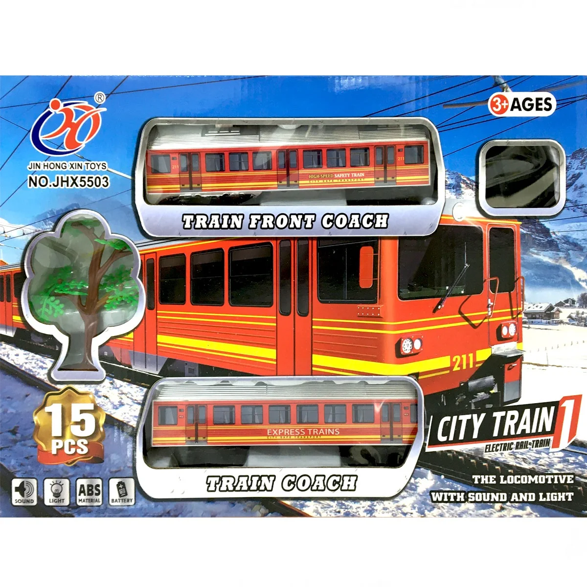 Battery powered led and illuminated rail Metro train set 15 pieces