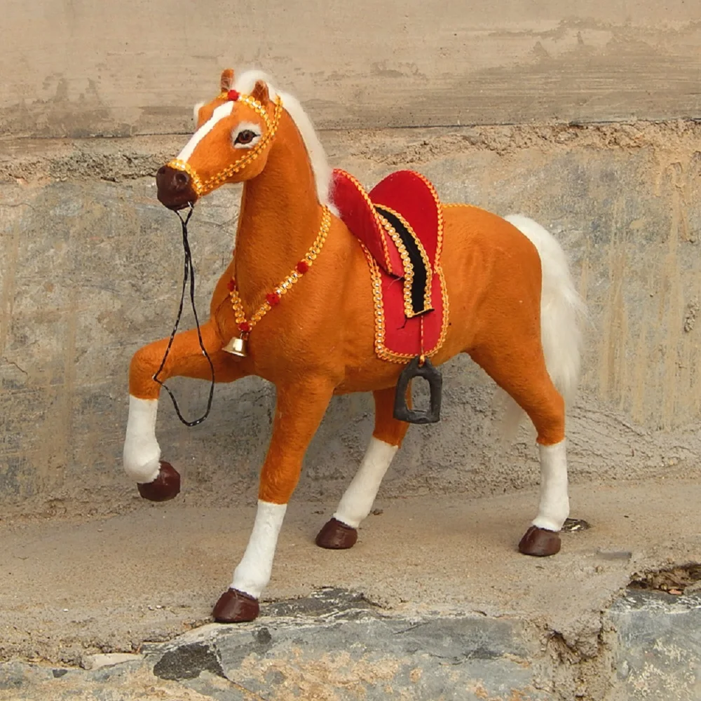 

small creative simulation horse toy brown lucky lifelike horse model horse doll gift about 30x25cm