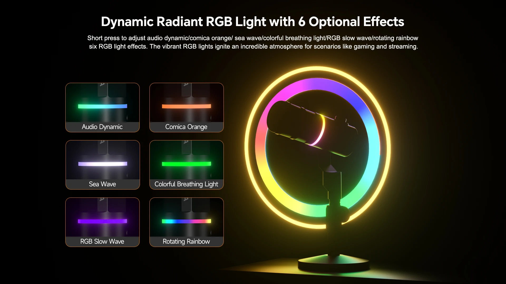 COMICA Ejoy D10 Pro RGB USB/XLR Dynamisches Kabelloses Mikrofon Gaming-Mikrofon Rauschunterdrückung für Streaming, Interviews und Podcasts – Detail 6