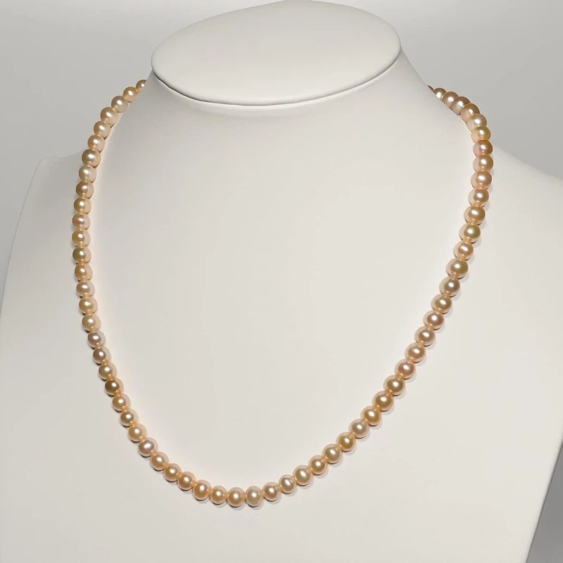 Charming 5-6mm Pearl Necklaces for Women AA Quality Gold Necklace Sterling Silver Clasp Jewelry