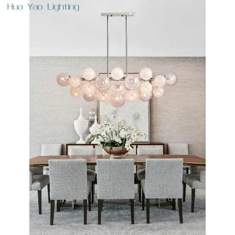 2025 Trendy E14 LED Glass Bubble Long Chandelier Lighting Hanging Lamps Lustre Suspension Luminaire Lampen For Dinning Room