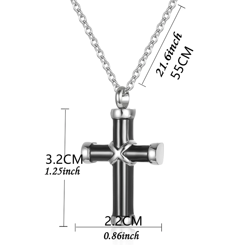 Cremation Cross Necklace for Ashes Stainless Steel Cross Urn Pendant Ashes Holder Memorial Jewelry