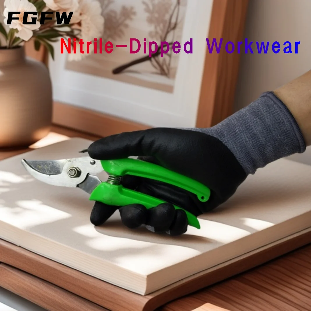 ถุงมือทำงานสแปนเด็กซ์ระบายอากาศนุ่ม 3 คู่พร้อมด้ามจับยางไนไตรล์ - กันลื่น ทนทาน ขนาดทุกเพศ S-XXL