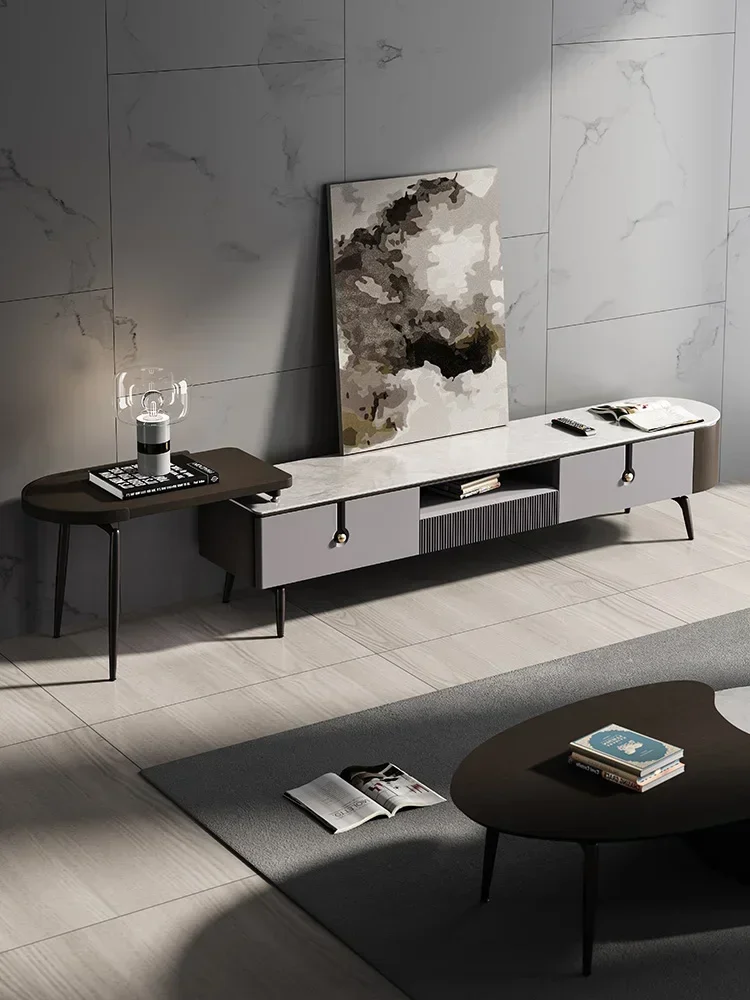 Long - lasting Italian minimalist rock panel TV cabinet, modern minimalist storage floor cabinet, small unit type Superior