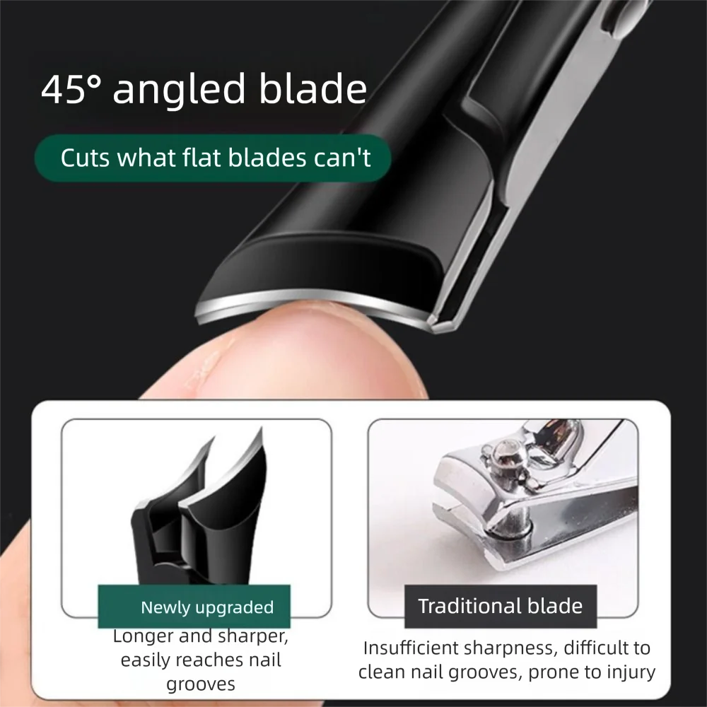 Cortauñas antisalpicaduras con borde inclinado, recortador de uñas de acero inoxidable, cortauñas con punta oblicua, alicates para cortar uñas con pico de águila