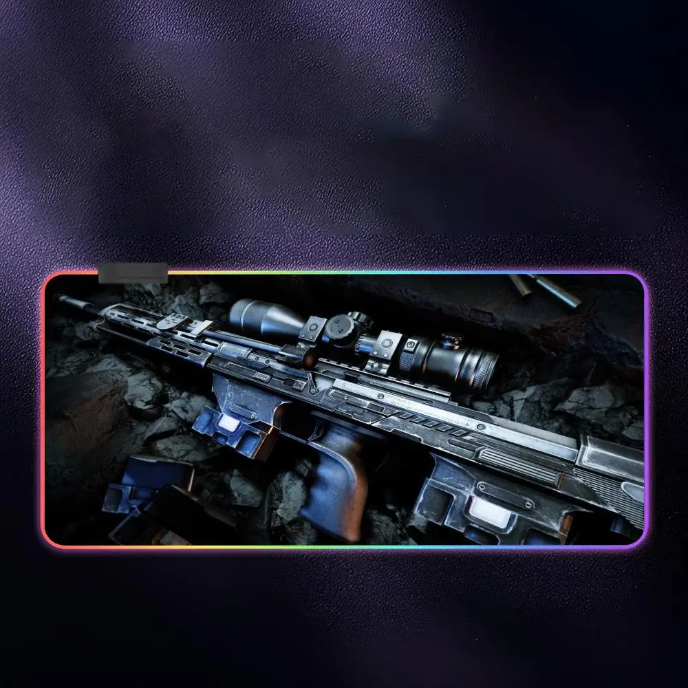 Gun A-Aesthetics and Arts Mouse Pad RGB Gaming Mousepad LED Large Games Mouse pads XXL Keyboard Pad Luminous Desk Mat Backlit