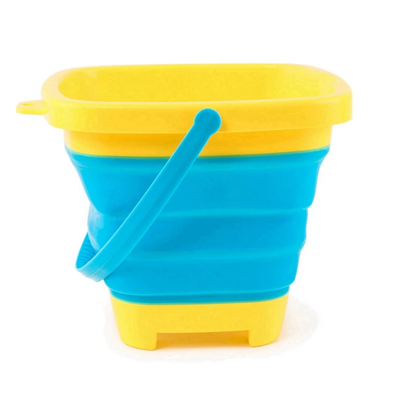 6PCS Foldable Bucket Foldable Pail Bucket Sand Buckets Silicone Collapsible Bucket For Kids Beach Play Camping 2L