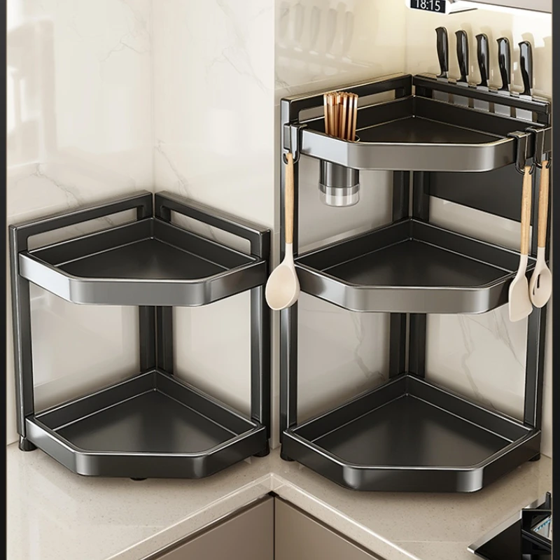 

Kitchen rack Corner Multifunctional triangular seasoning rack Seasoning can storage rack