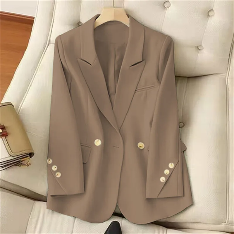 Nieuwe Vrouwen Double Breasted Blazer Office Lady Losse Klassieke Jas Jasje Vrouwelijke Chic Uitloper Outfits Femme Gewaad Blazer Femme