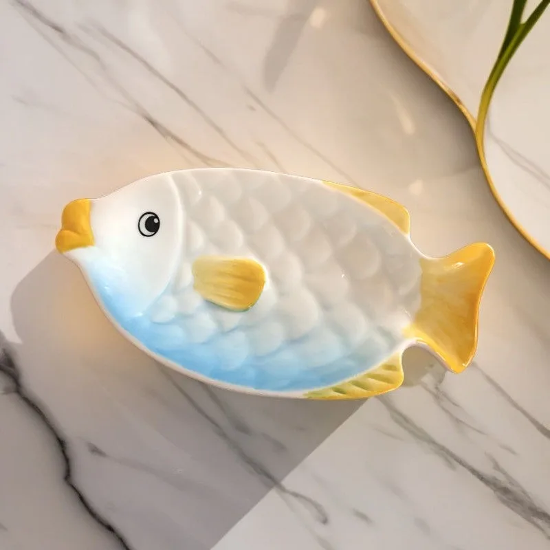 Soap Rack Creative Ceramic Fish Drain Rack Floor Bathroom Washstand Kitchen Accessories Easy to Clean Desk organizer