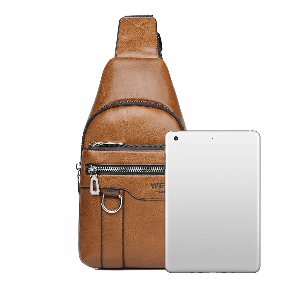 حقيبة كتف مفردة من جلد البولي يوريثان كاجوال للرجال، حقيبة كروس للترفيه الأنيق