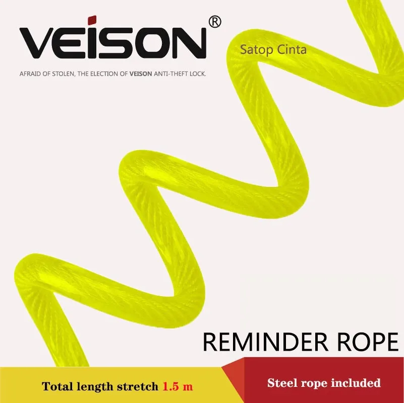 Veison 150CM Motorcycle Brake Disc Lock Scooter Reminder Cable Bicycle Spring Rope Anti-Theft Steel Cable Protection Alarm Locks