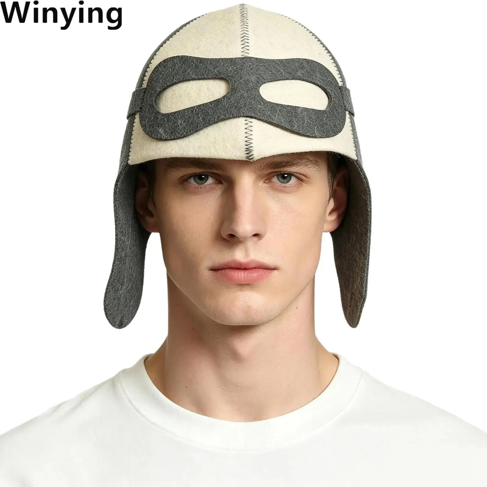 Men Women Pilot Felt Sauna Hat Water-absorbing Heat-insulating Color-blocked Bath Hat for Steam Room Spa Casual Daily Life