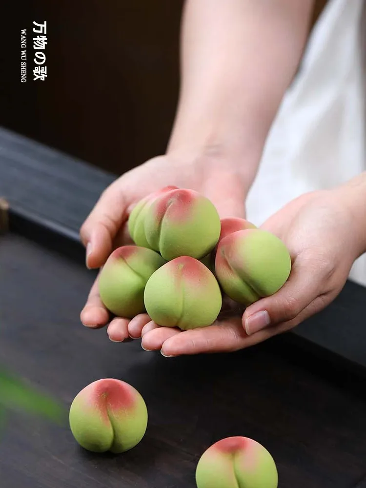 

Чайная фигурка ручной работы из фиолетовой глины в форме персика, с символикой разнообразия и долголетия, декоративное украшение для чайной церемонии, бренд Xian, винтажный стиль.