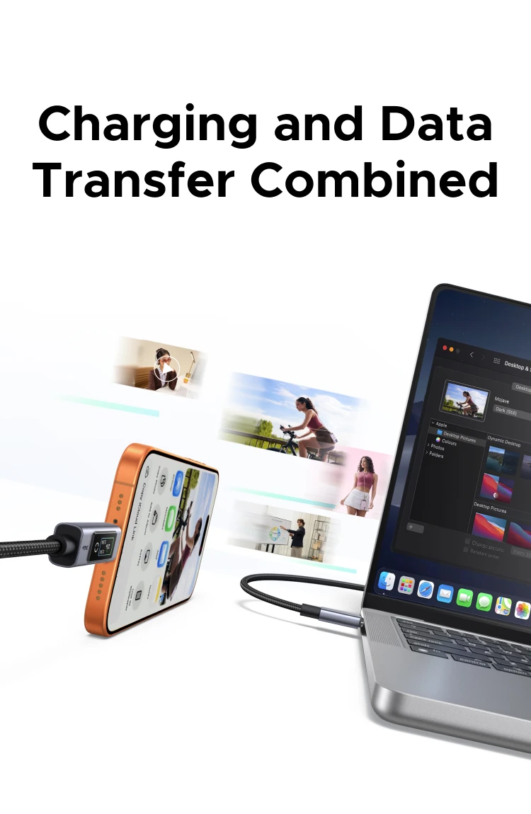 UGREEN PD240W USB-C to USB-C Cable with TFT Smart Display Nylon braided Aluminum 480Mbps for iPhone MacBook Galaxy Pixel XPS