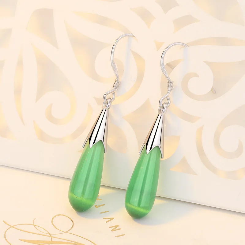 925 Sterling Silver Woman\'s New Jewelry Original Fashion Water Prop Shapes Opal Drop Earrings XY0002