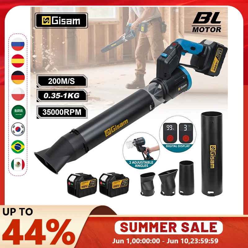 Souffleur Électrique Sans Balais Gisam Turbo 35000 tr/min, Souffleur d'Air Portable pour Feuilles et Poussière, Compatible avec Batteries Makita 18V