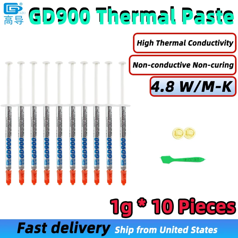 Thermal Paste GD900 4.8 W/M-K Thermal Conductive  Grease Net Weight 1 Gram (10 Pieces) Grey  Plaster Heat Sink Compound for CPU GPU LED Power Module SY1