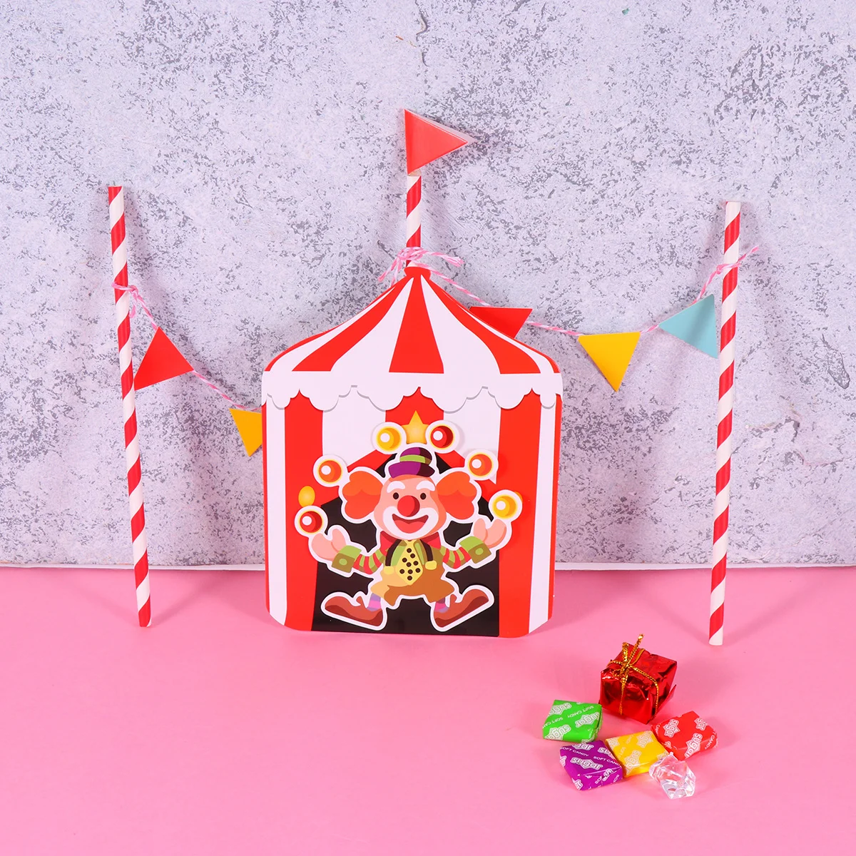 

2Sets Circus Clown Cake Toppers Fun Fruit Picks Birthday Party Supplies Decorative Cupcake Toppers for Celebration
