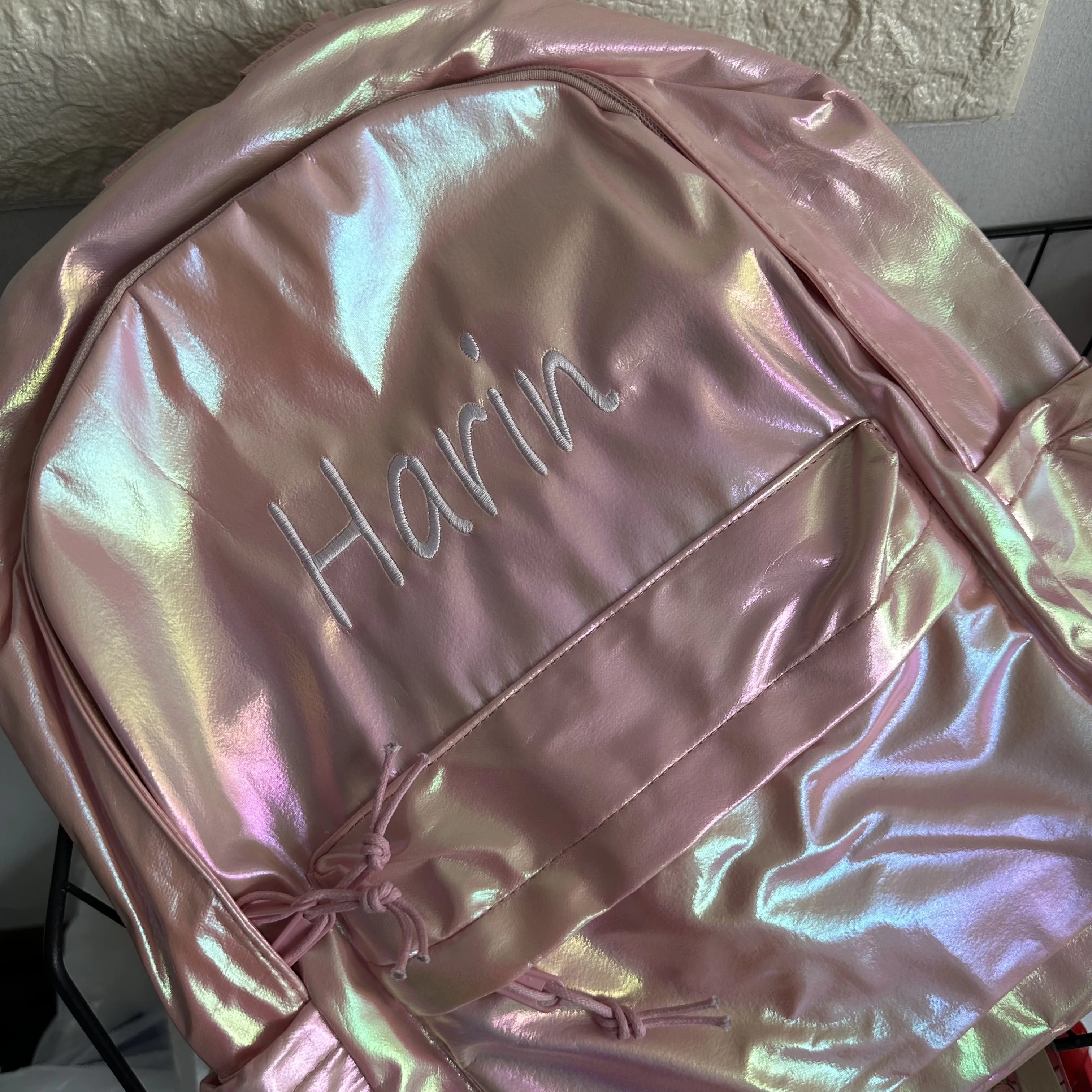 Mochila laser personalizada para mulheres, Mochila estudantil simples e versátil para casais, Mochila colorida de doces leves