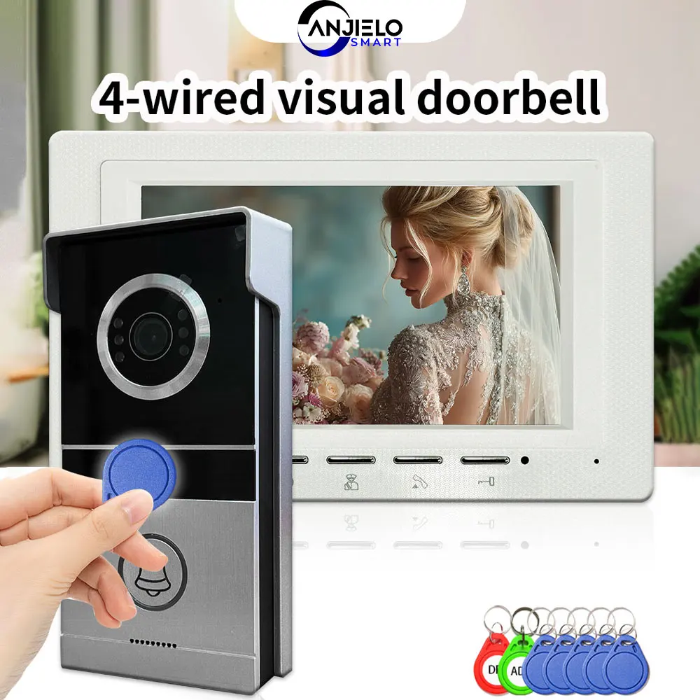 

ANJIELO 7 Inch Metal Doorbell Video Intercom System for Home RFID Card Unlock Video Door Phone Домофон Для Дома
