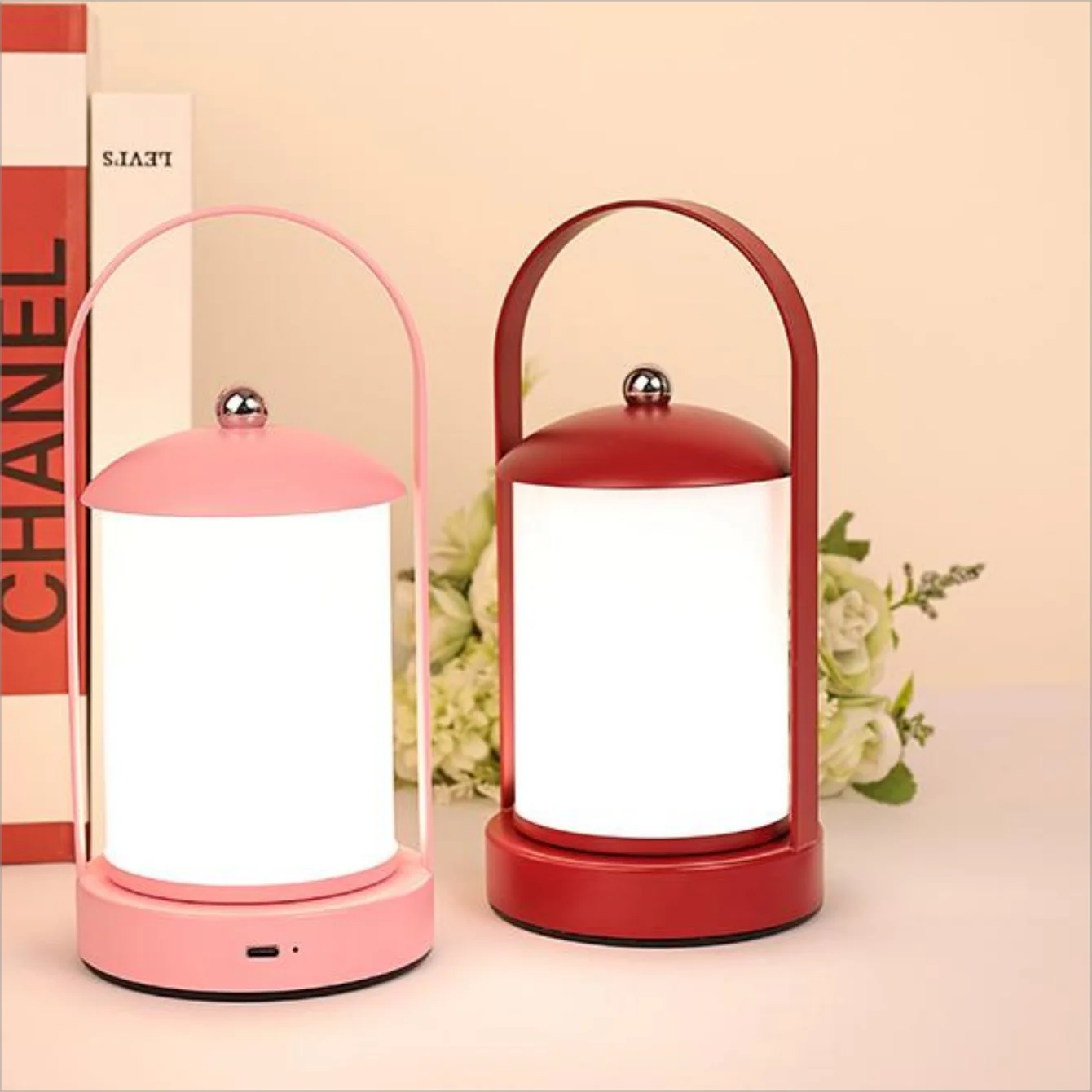 Bedroom bedside lamp Christmas gift rechargeable portable tri color dimming living room dining room outdoor camping lamp