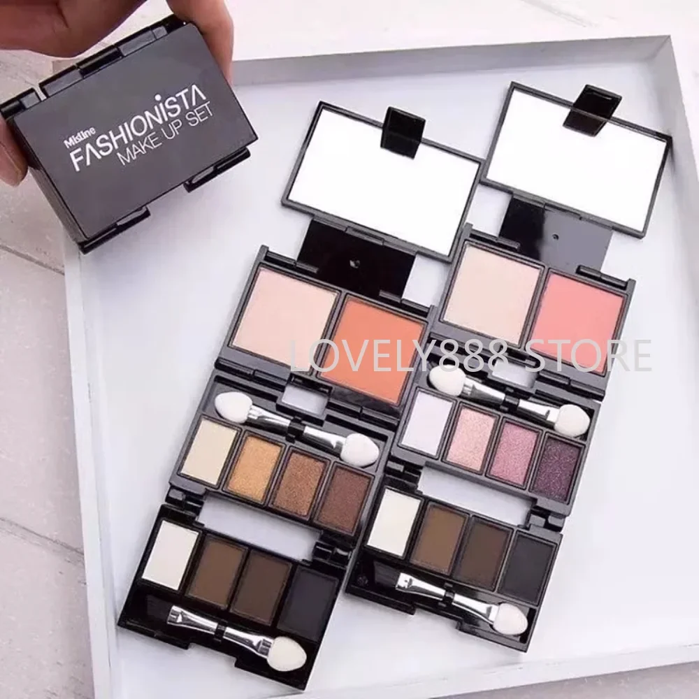 Mistine Blush Eyeshadow Palette Multifunctional All-in-One Palette Mini Folding Makeup Case Portable Beauty Makeup Cosmetics