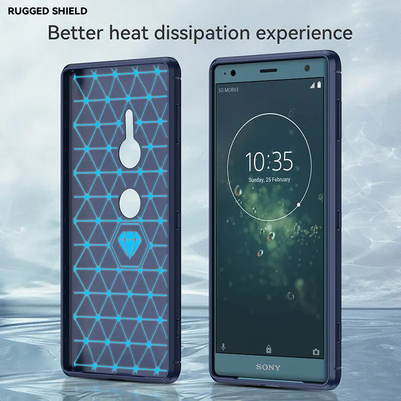 Case For Sony Xperia XZ2 H8266 H8216 Carbon Fiber Skin Soft