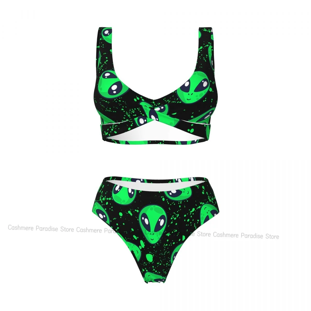 

The Push-Up Bikini Women Sexy Separate Swimsuit Funny Green Alien Two-piece Beachwear