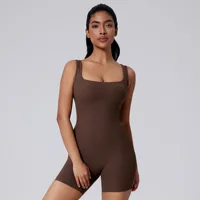 Fashion Cross Backless Sporty Short Jumpsuit Women Gym Romper One Piece Outfits Sleeveless Ribbed Yoga Fitness Overalls Unitard - Image 6