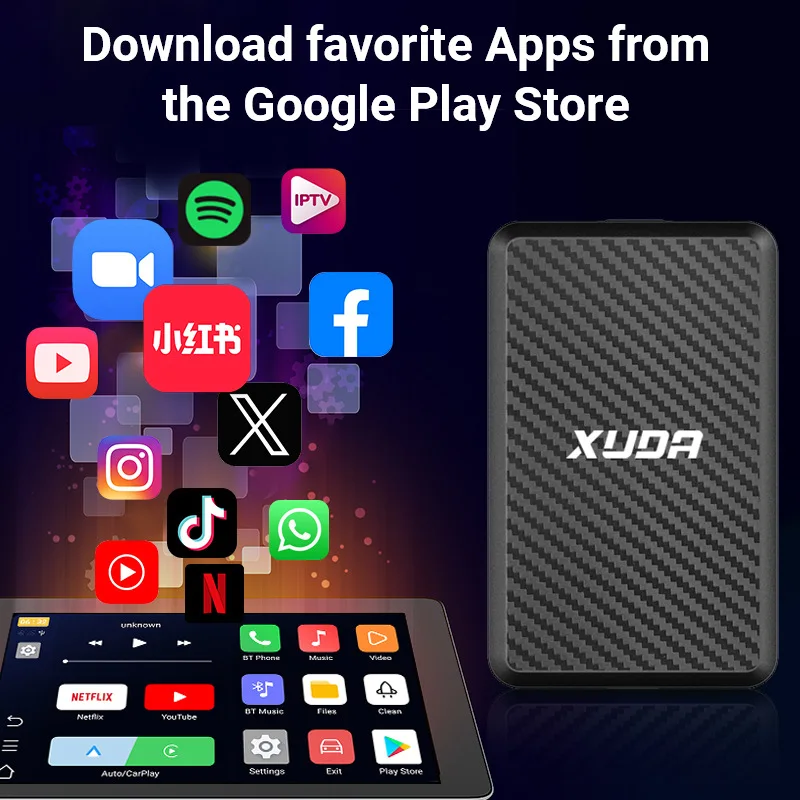 

XUDA Mini Ai Box 4 Core 2+16GB Android 14.0 Support Netflix YouTube Wireless Carplay Suitable for 99% of cars with wired Carplay