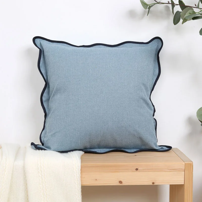 Blue Cushion Cover 45x45 Nordic Style Living Room Sofa Ruffled Pillow Cover Home Decor Pillowcase