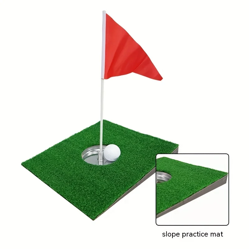 Golf Putter Pad Simulation Green Mini Putter Plate Portable Putter Slope Practitioner Hole Cup Package