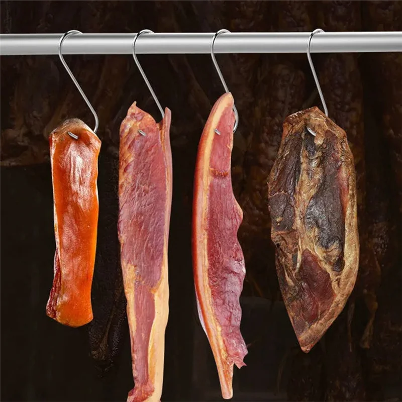 Ganci in acciaio inossidabile PB, strumento per gancio per carne per fumatori caldi e freddi, macellazione, caccia, pollo, barbecue, carne di maiale, salsiccia, 10 pezzi