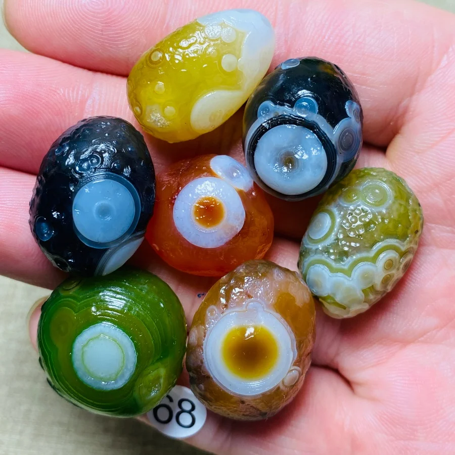 Agate sardonyx naturelle colorée Alxa Gobi, spécimen de roche, cristal énergétique, guérison des chakras, pierre de Reiki, décoration de jardin et de maison, cadeau, 7 pièces