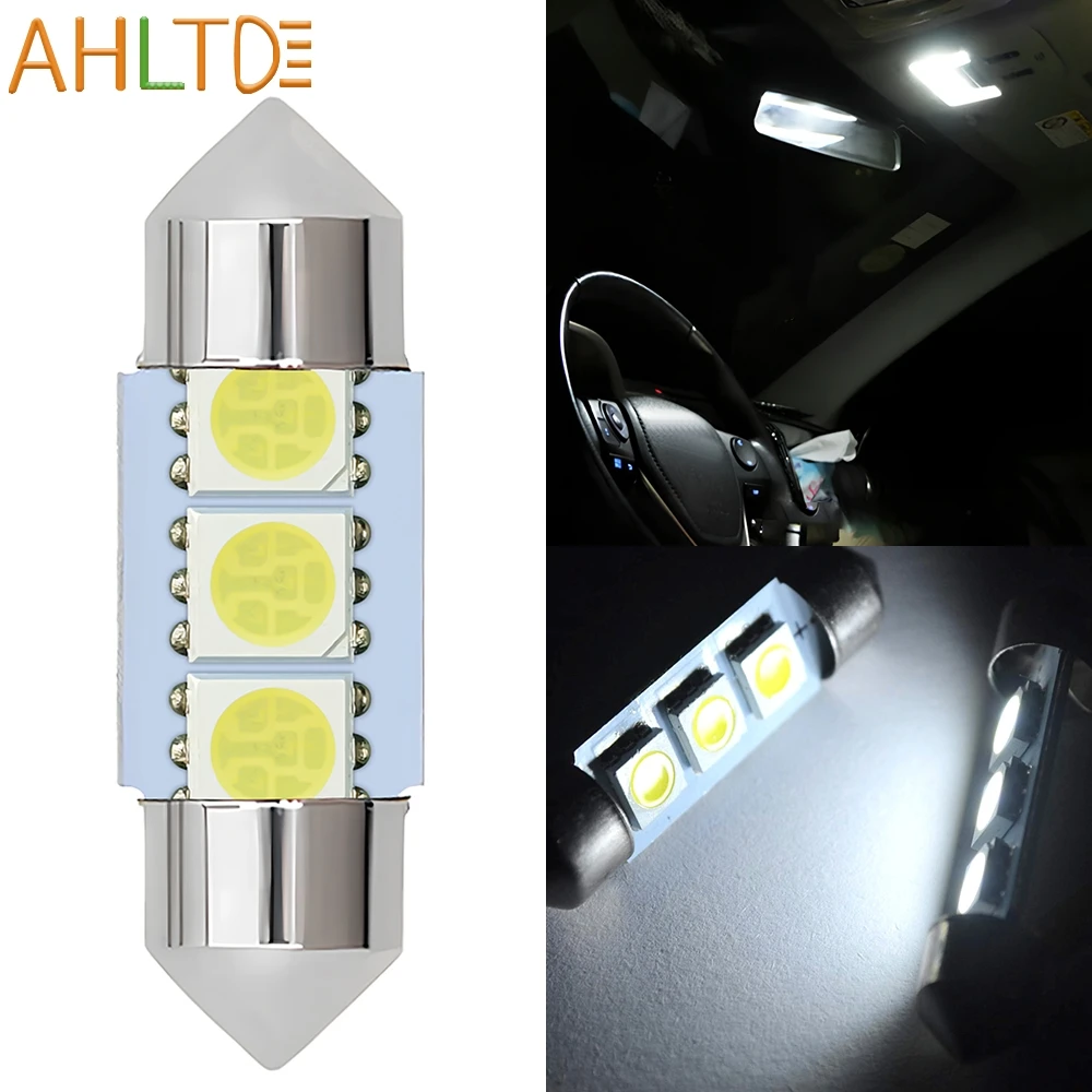 

Car Led C5W 3SMD 5050 31mm 36mm 39mm License Plate Trunk Lamps Festoon Interior Dome Door Reading Lights Turn Signal Bulbs White