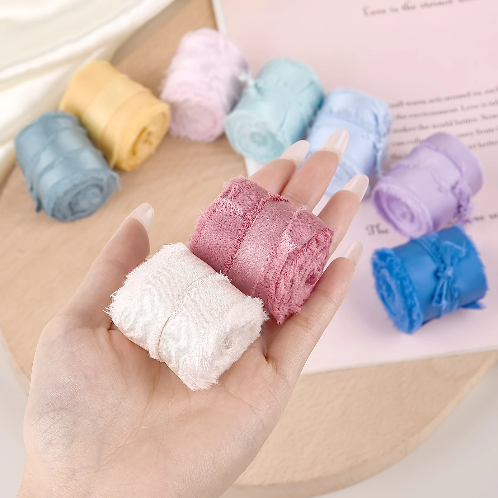 

5yard Satin Gauze Chiffon Ribbon Silk-Like Ribbons Wedding Invitation Bouquet Fabric Ribbons Christmas Decoration Gift Wrapping