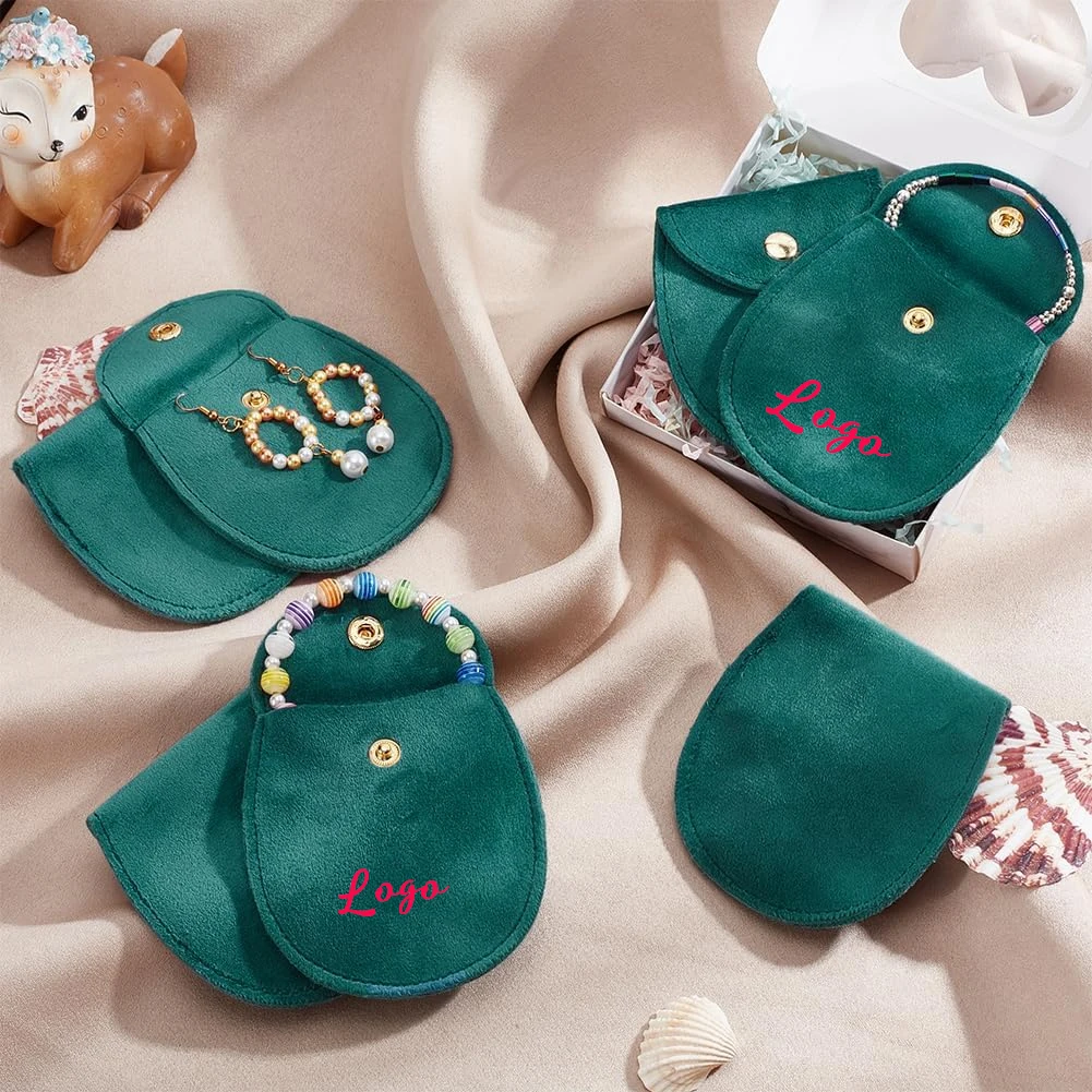 

50/100Pcs Velvet Jewelry Pouches with Snap Button Luxury Gift Bag for Necklace Bracelet Packing Personalization Logo Storage Bag