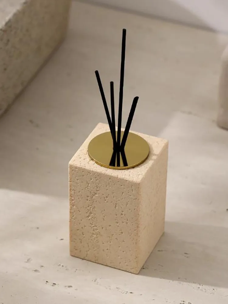 Sand Stone Square Diffuser Bottle Premium Hotel Bathroom Diffuser Home Flameless Aromatherapy Fraction Bottle Interior Ornament