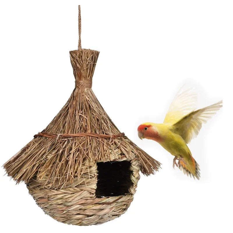 

Birds Nest Bird Cage Natural Grass Egg Cage Bird House Outdoor Decorative Weaved Hanging Parrot Nest Houses Pet Bedroom