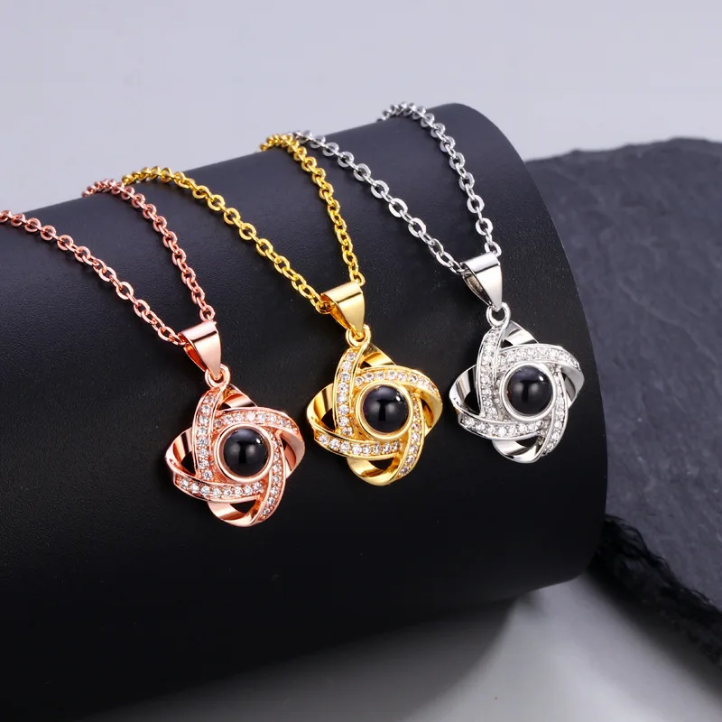 

Personalized Photo Necklace Customized Photo Projection Necklace Flower Pendant Custom Picture Necklace Jewelry Gifts