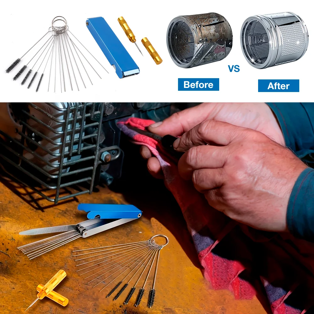 Zestaw do czyszczenia pistoletów lakierniczych 29 szt., szczotka czyszcząca ze stali nierdzewnej/igła czyszcząca/igła przelotowa/pilnik, zestaw szczotek czyszczących z nylonu do użytku domowego, narzędzia czyszczące