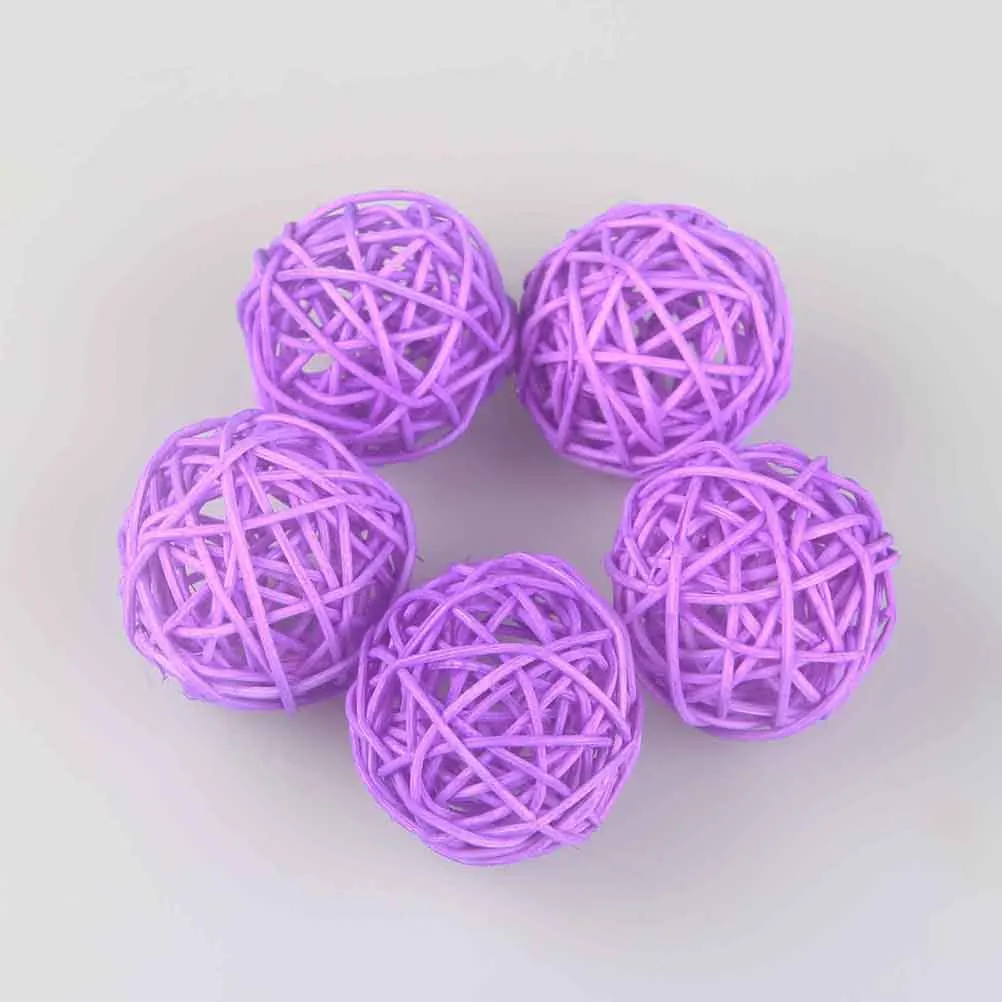 

15pcs Wicker Rattan Ball 5Cm Violet Hanging Vine Decoration Craft Ornament For Christmas Tree Wall Door Window Diy Party Decor