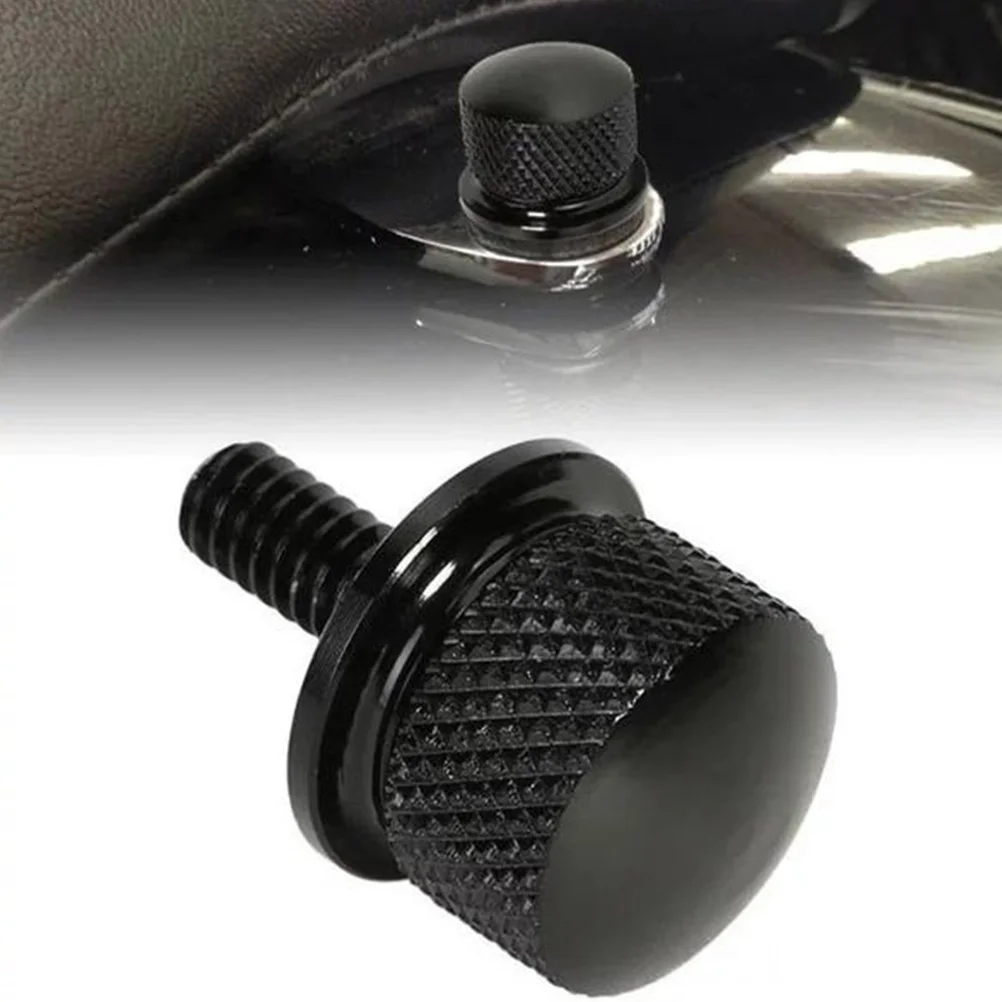 2pcs Round Shape Knurled Billet Aluminum Screw Seat Bolt with Knob Cover Tab Bracket for Motorbike (Black)