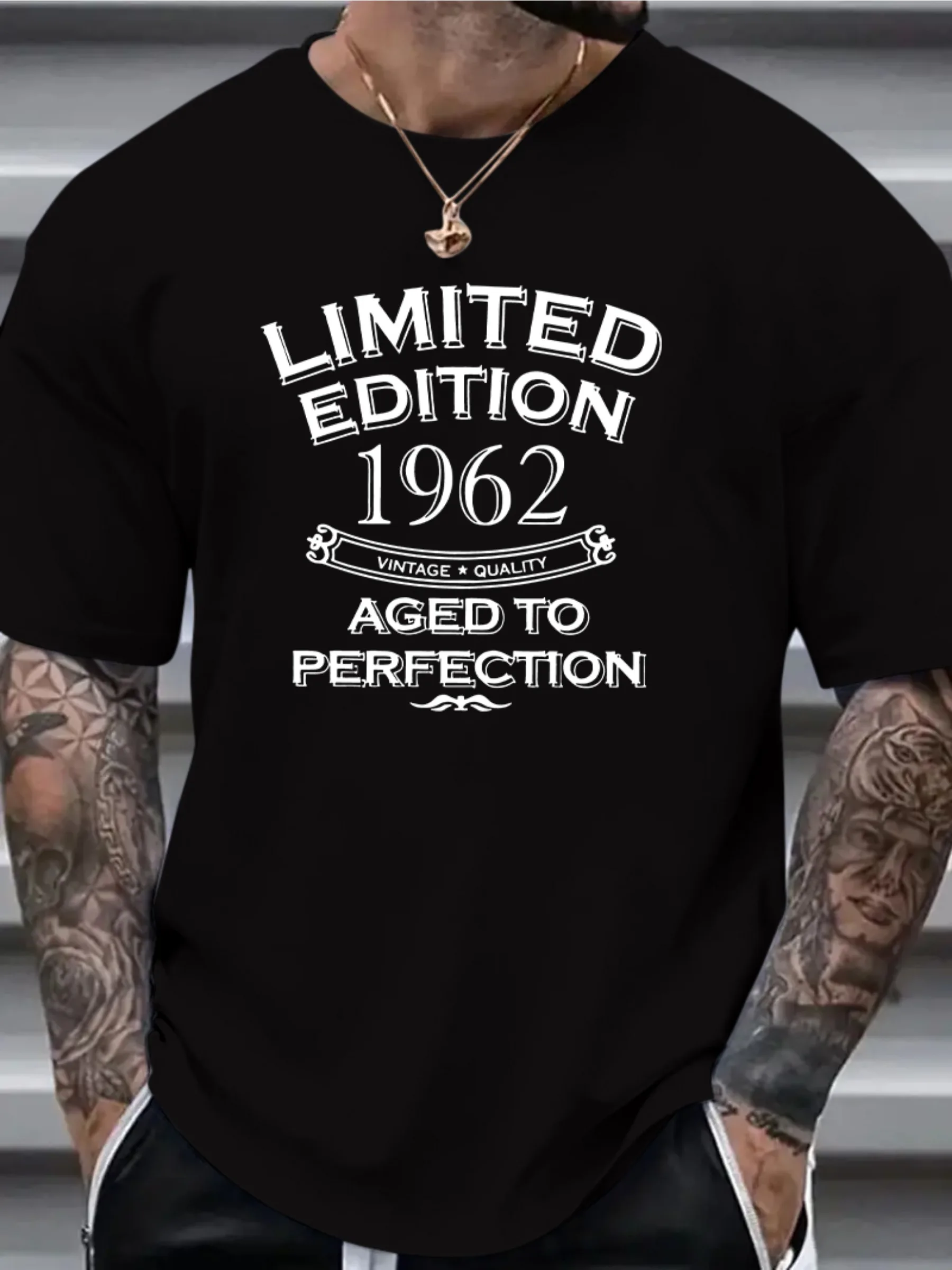 

Men's T-Shirt - Casual, Breathable Crew Neck, Short Sleeves, 'Aged to Perfection' Graphic - Machine Washable